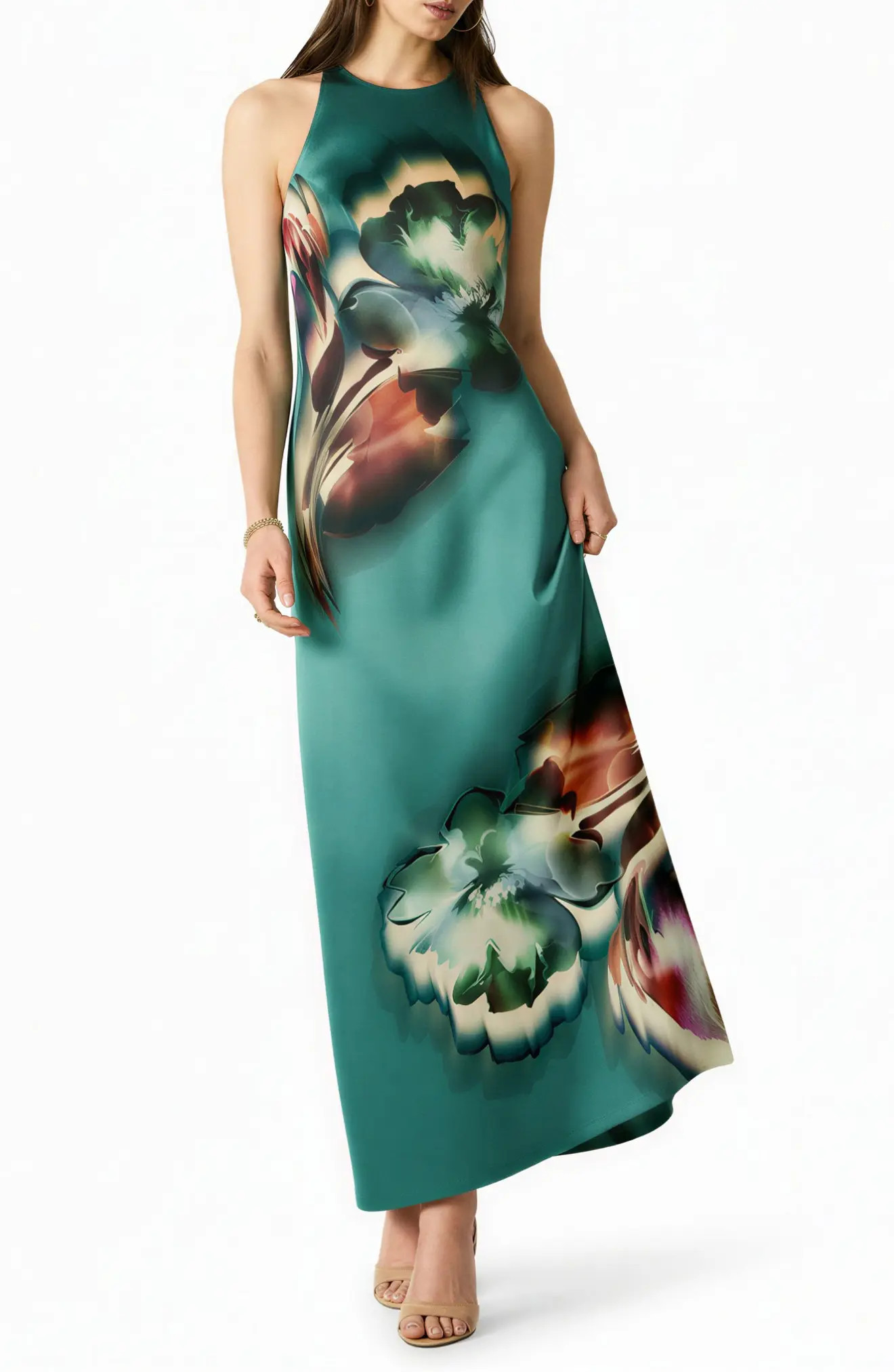 Bailee Floral Halter Neck Maxi Dress (Women) | Nordstrom | Nordstrom