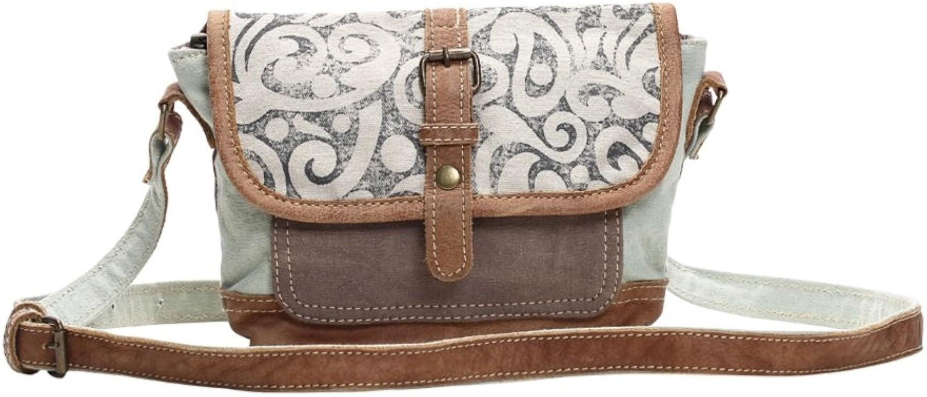 Myra Bag Leaf Swirls Upcycled Canvas Crossbody Bag S-1153, Brown, Size One Size, Brown, One Size | Amazon (CA)