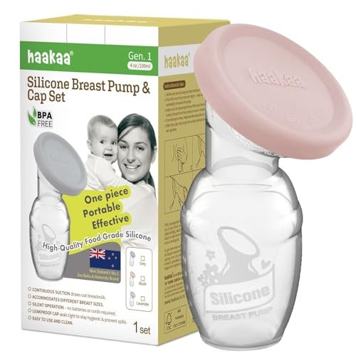 haakaa Manual Breast Pump Breastfeeding Pump with Food Grade Silicone Cap (Blush) 4oz/100ml | Amazon (US)