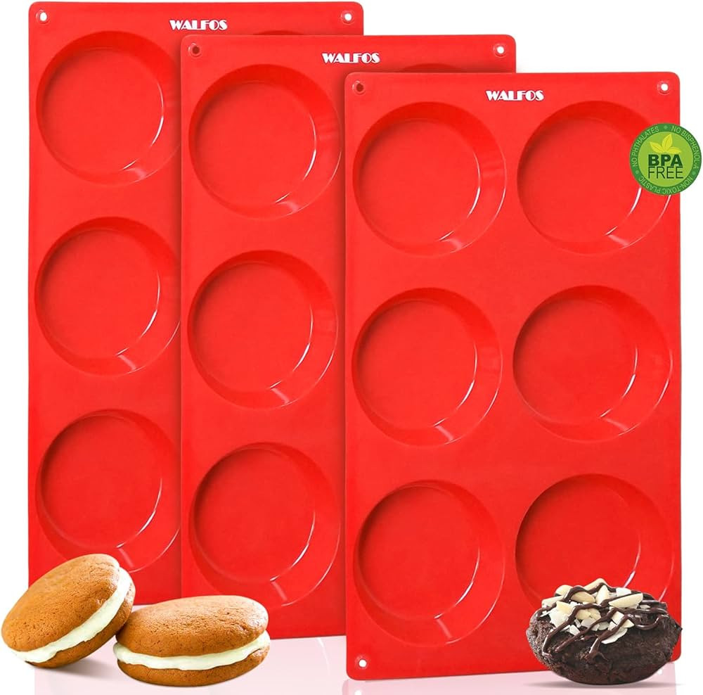 Walfos Silicone Whoopie Pie Baking Pans, 3 Pcs Non-Stick Muffin Top Pan. Food Grade and BPA Free ... | Amazon (US)