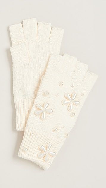 Imitation Pearl Snowflake Fingerless Knit Gloves | Shopbop