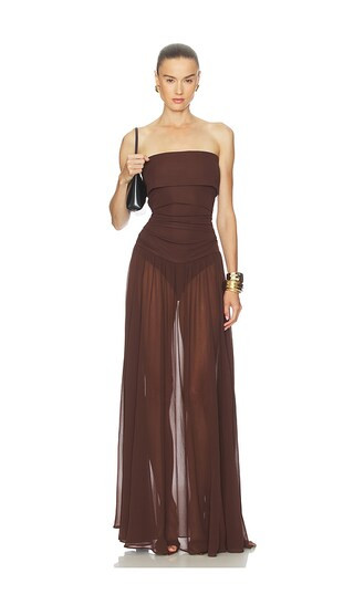 Minji Maxi Dress in Chocolate Brown | Revolve Clothing (Global)