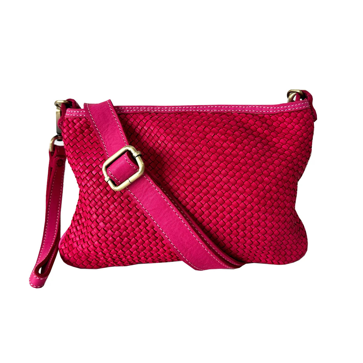Laura Woven Crossbody in Fuschia | Bolsa Nova Handbags