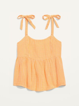 Tie-Shoulder Smocked Gingham Cami Babydoll Swing Blouse for Women | Old Navy (US)