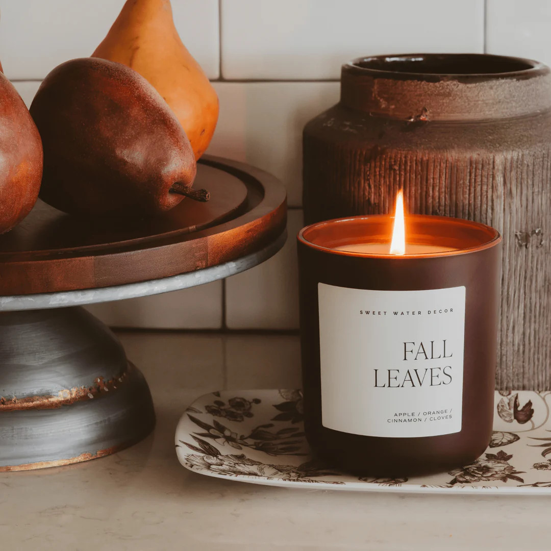 Fall Leaves Soy Candle - Brown Matte Jar - 15 oz | Sweet Water Decor, LLC