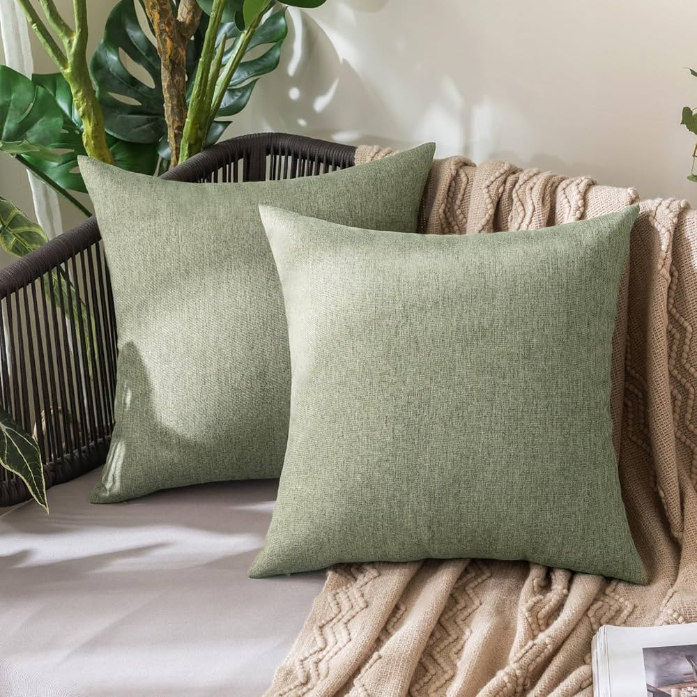 MIULEE Pack of 2 Decorative Outdoor Solid Waterproof Throw Pillow Covers Polyester Linen Garden F... | Amazon (US)