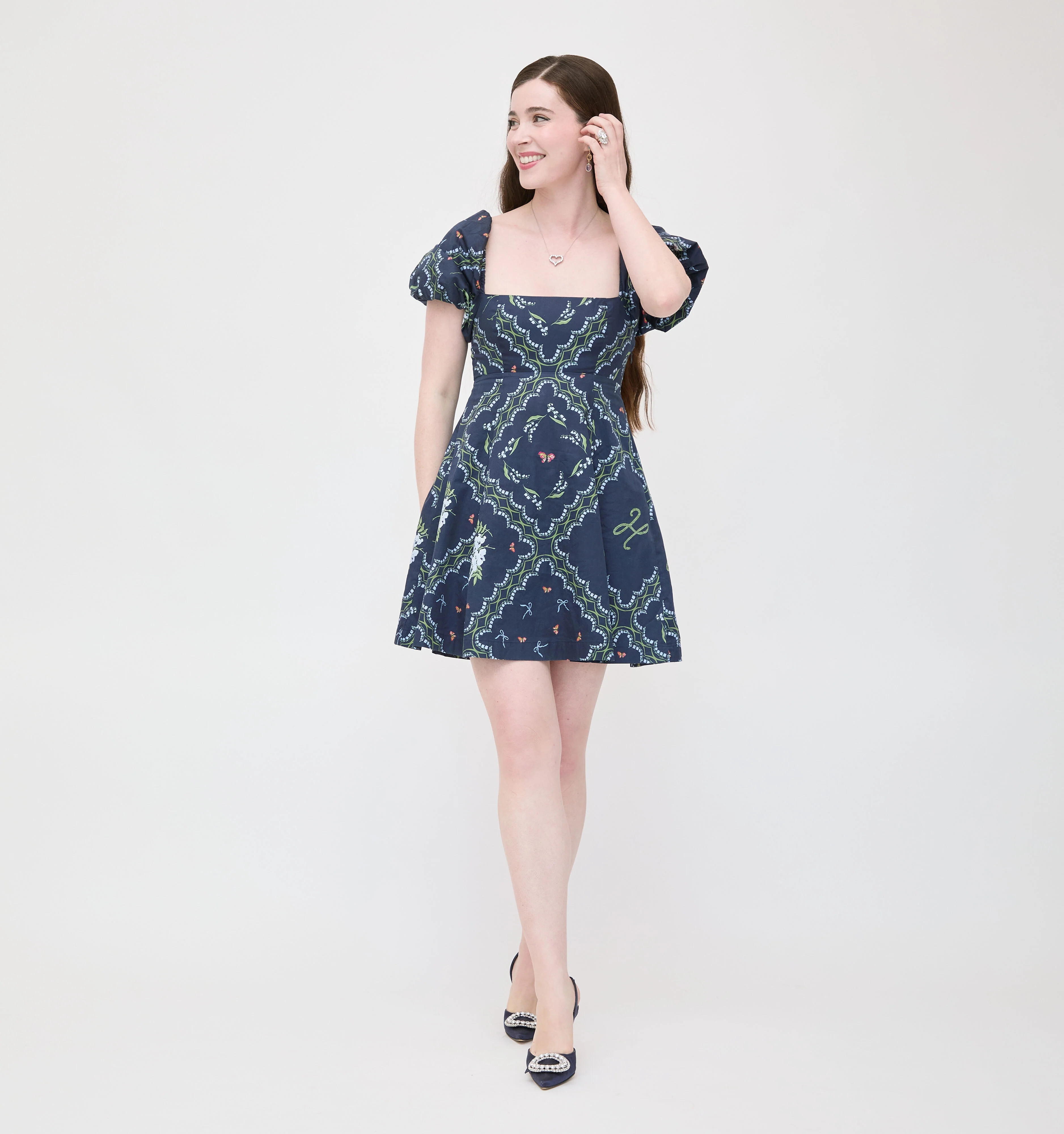 The Matilda Mini Dress - Navy Floral Patchwork | Hill House Home US