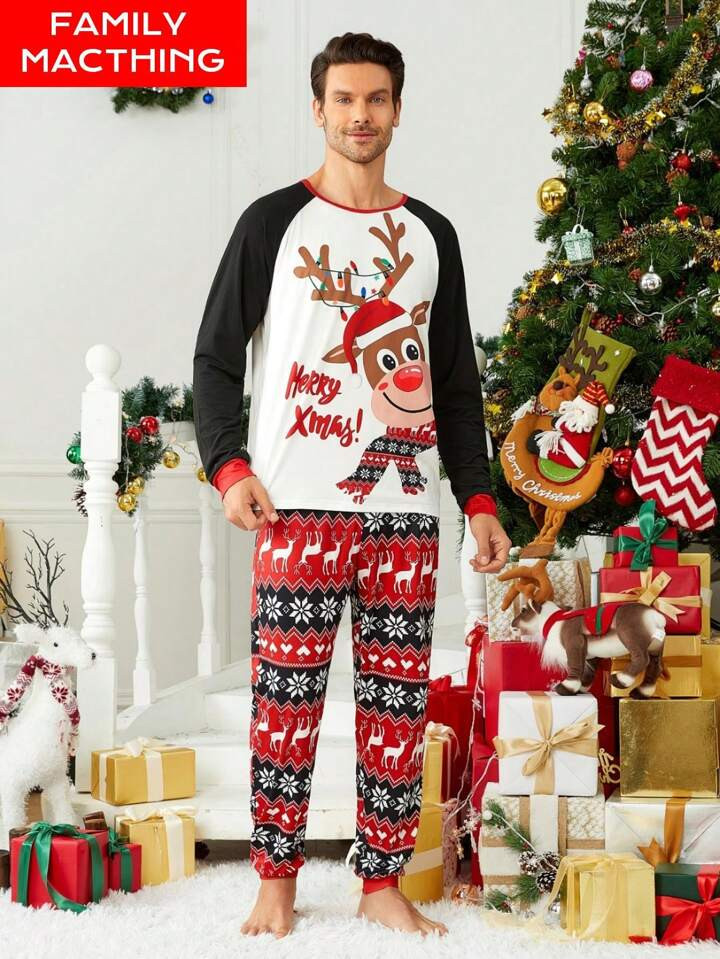 TrendsMen's Christmas Pajamas Set, Holiday Party Family Matching Reindeer & Fairisle Print Long S... | SHEIN