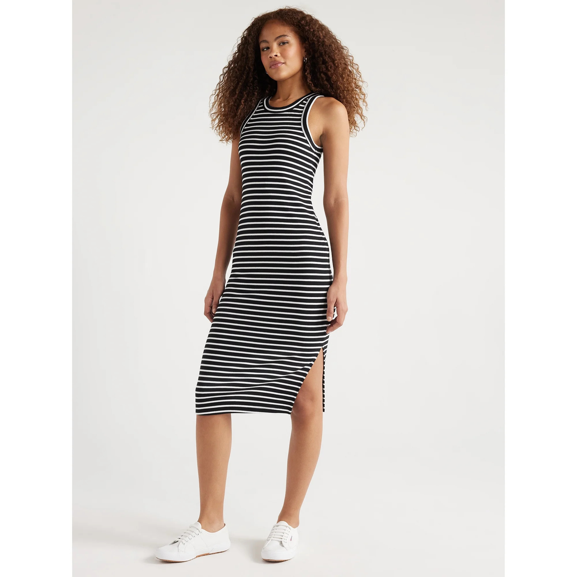 Free Assembly Women's Ribbed Tank Midi Dress, Sizes XS-XXL | Walmart (US)