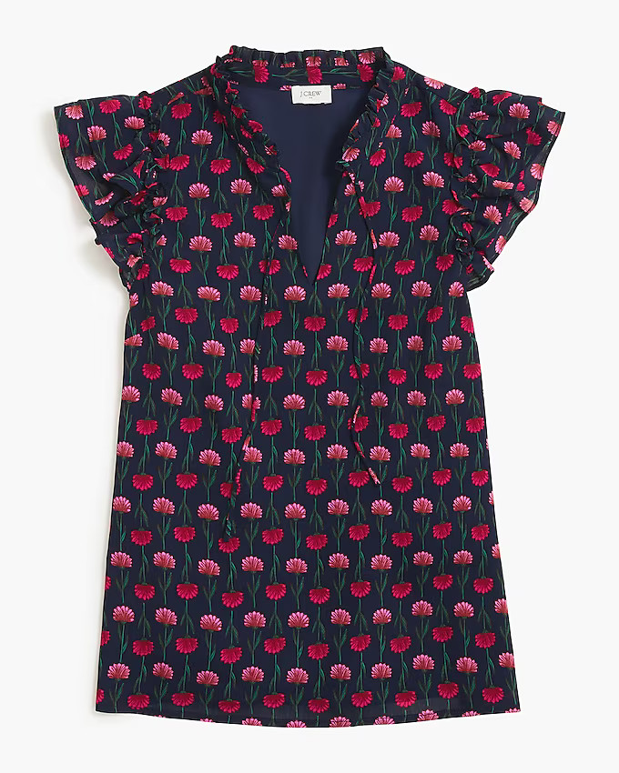 Short-sleeve ruffle-shoulder top | J.Crew Factory