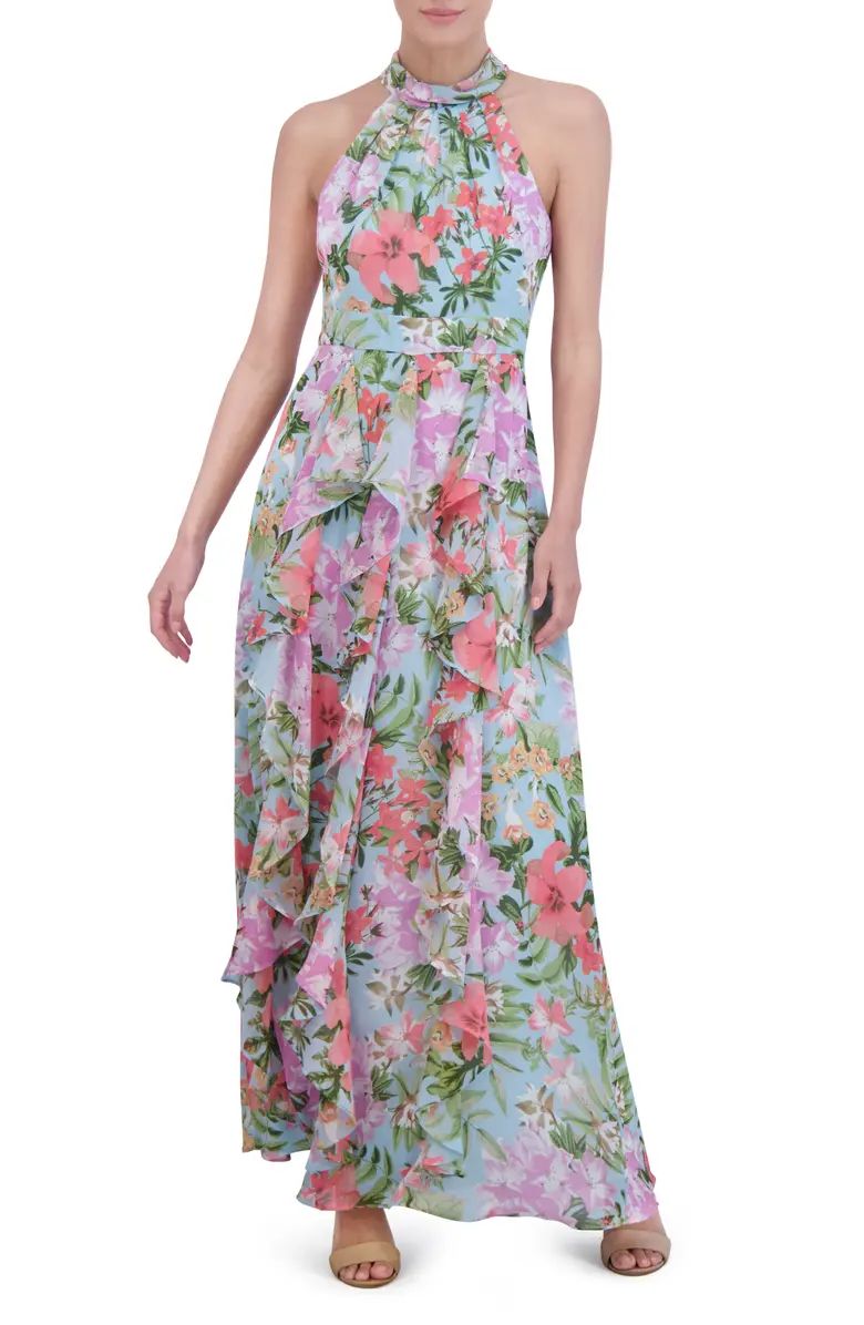 Floral Ruffle Detail Maxi Dress | Nordstrom