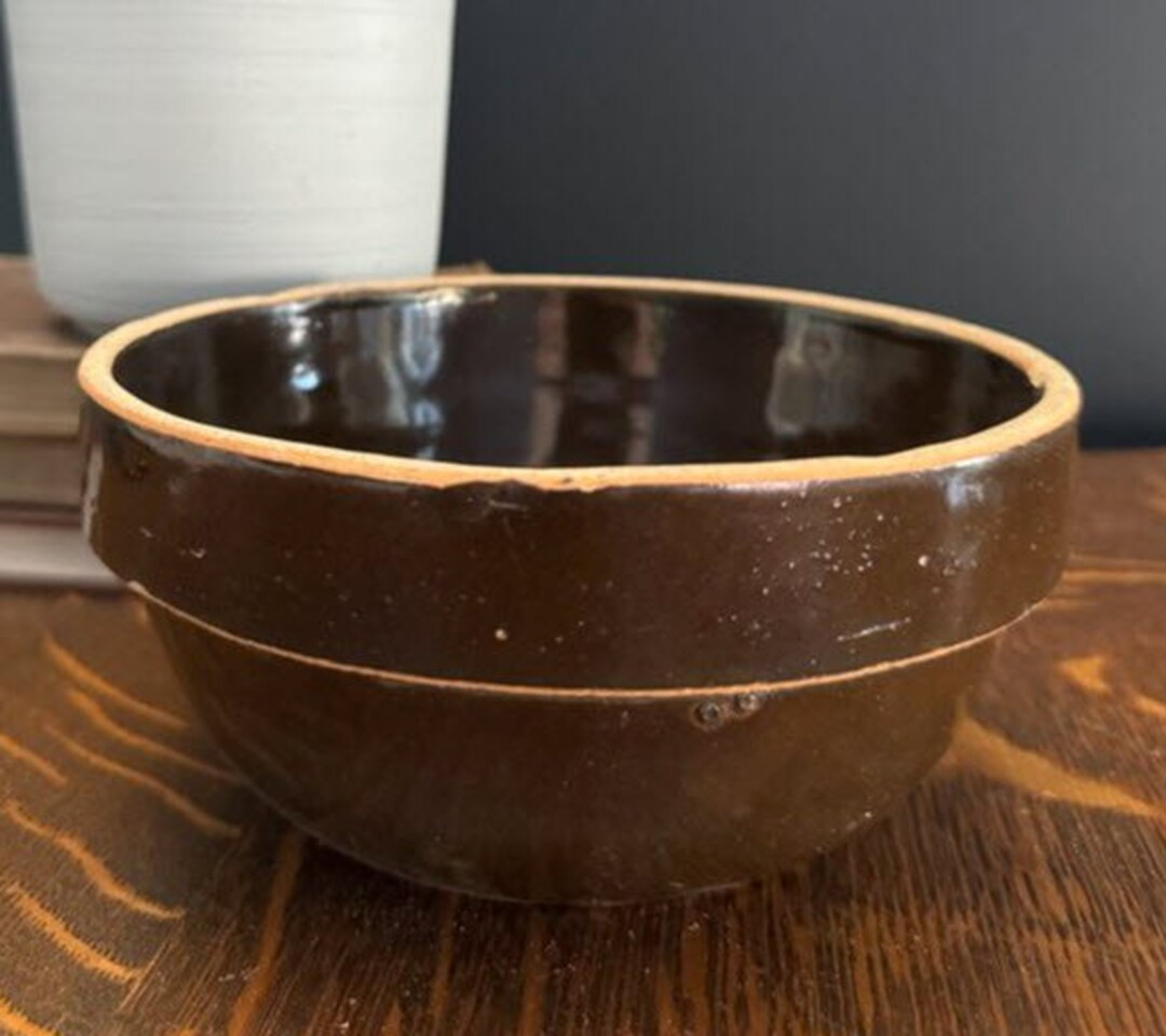 Vintage Brown Crock Bowl | Etsy (US)
