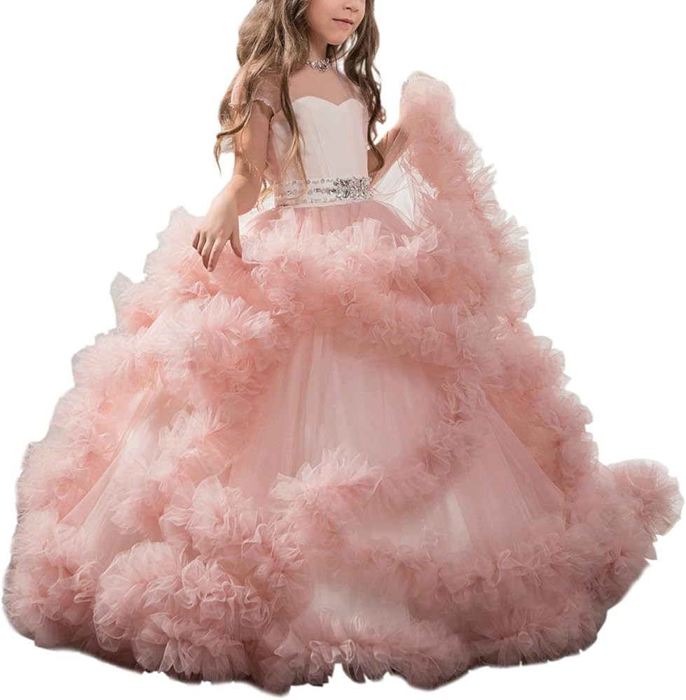 Stunning V-Back Luxury Pageant Tulle Ball Gowns for Girls 2-12 Year Old | Amazon (US)