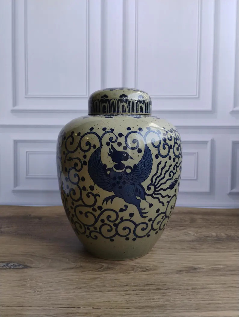 Vintage Pottery Pheonix Bird Ginger Jar - Etsy | Etsy (Global)