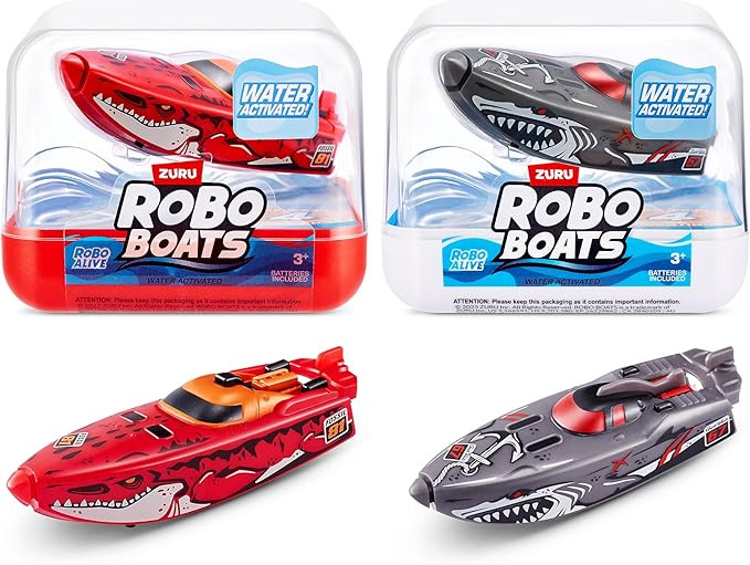 Robo Alive Robo Boats, White Shark & Dino Shark, 2 Pack, by ZURU, Water Activated Boat Toy, (Amaz... | Amazon (US)