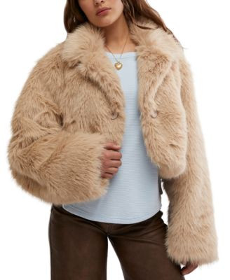 Free People Women's Paris Cropped Faux Fur Coat - Macy's | Macy's