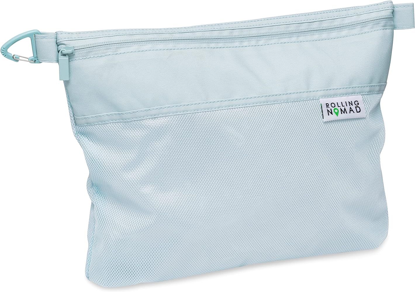 Mesh Zipper Pouch - Large Light Blue Water Resistant Storage & Toiletry Bag with Zipper & Durable... | Amazon (US)