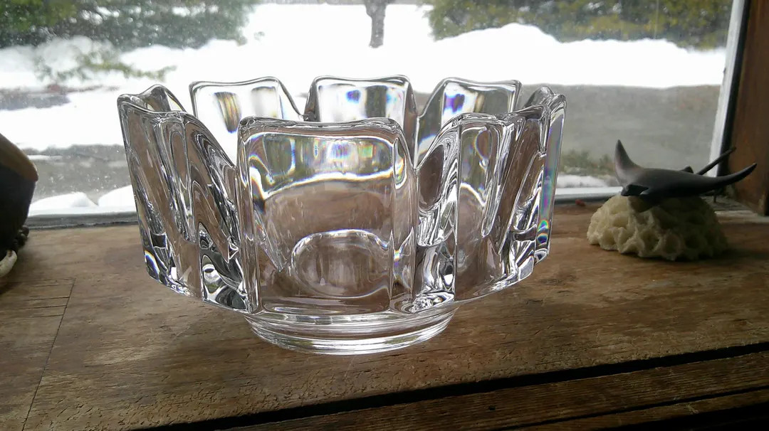 Vintage Orrefors Crystal 7 1/4" Corona Bowl Lars Hellsten Sweden - Etsy | Etsy (US)