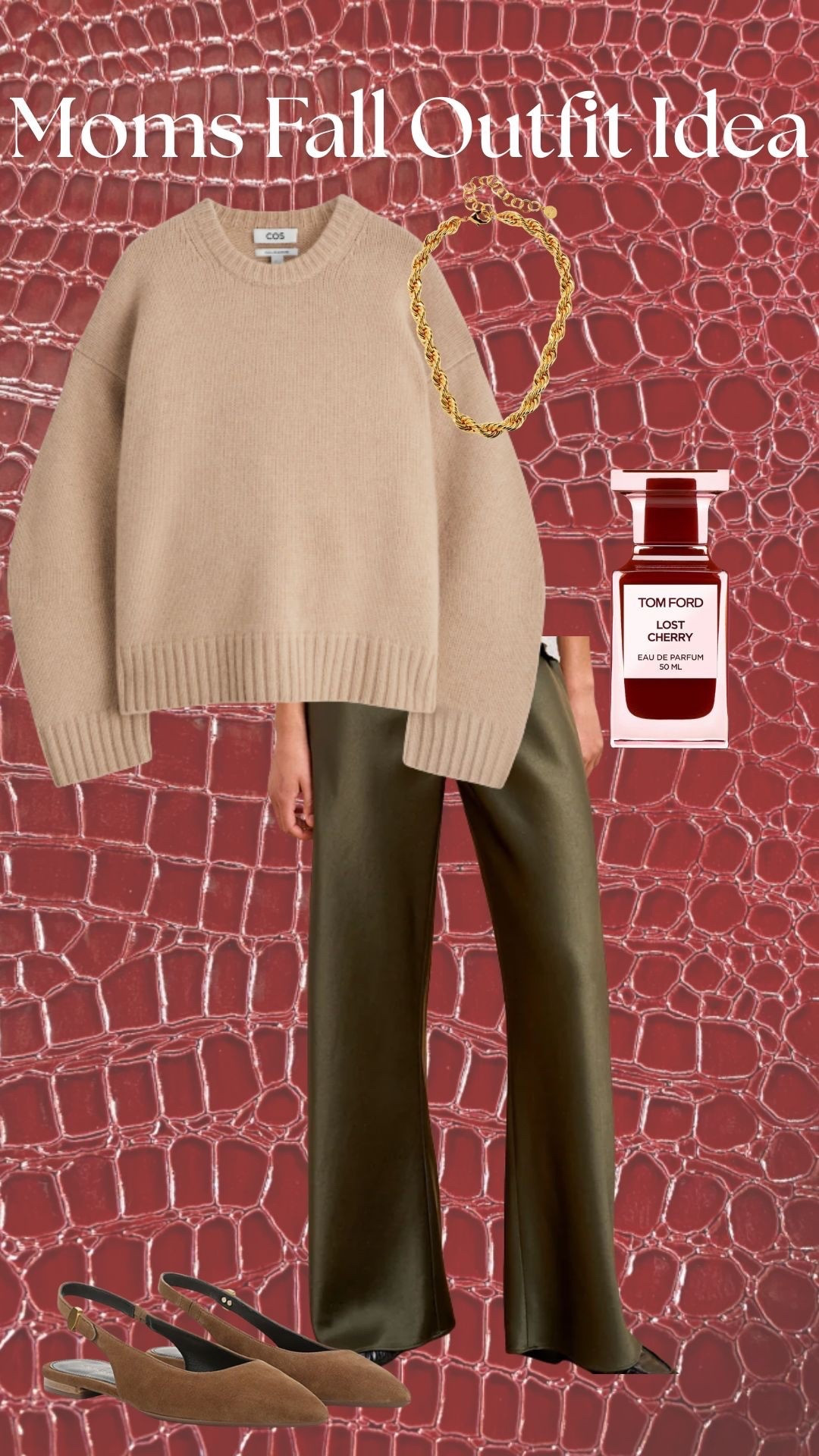 Mom’s Fall Outfit Idea!
Chunky Sweater, Chain Necklace, Lost Cherry Perfume, Silk Pants, and Suede Slides!

#LTKStyleTip #LTKBeauty #LTKSeasonal