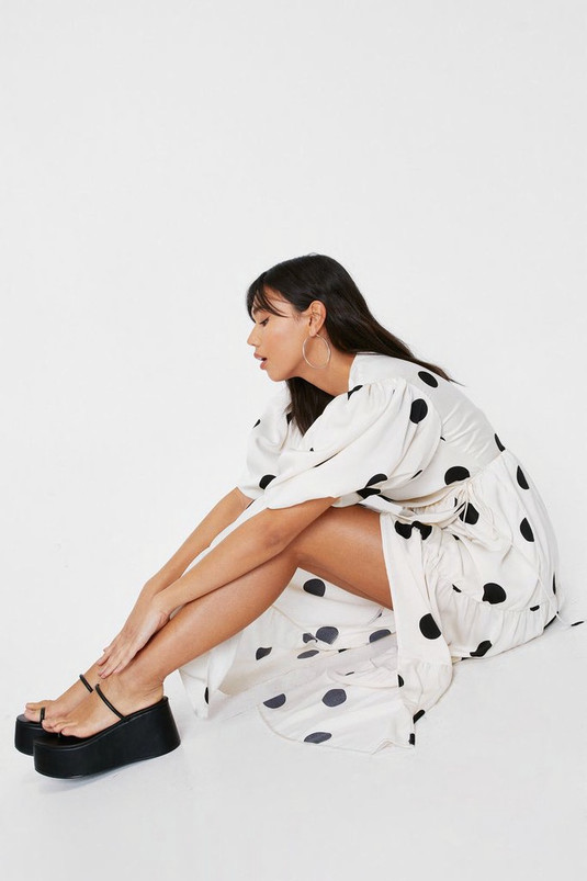 Polka Dot Wrap Midi Dress | Nasty Gal (US)