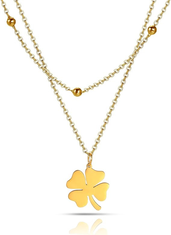 Celtic Good Luck Four Leaf Clover Necklace Irish Shamrock Shape Lucky Charm Pendant Protection Am... | Amazon (US)