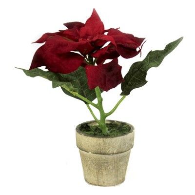 Christmas 6.25" Potted Red Poinsettia Holiday Flower Artificial  -  Decorative Figurines | Target