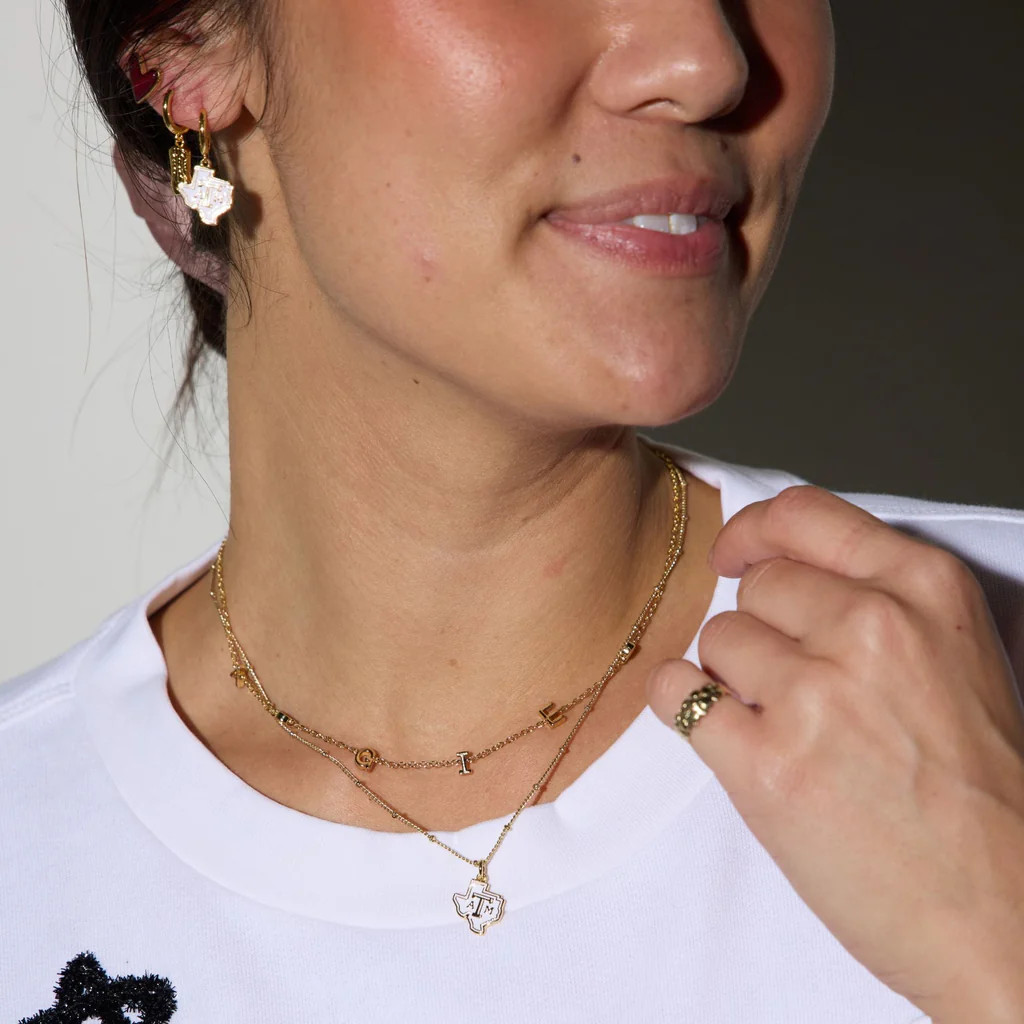 Texas A&M University Charm Necklace | Nickel and Suede