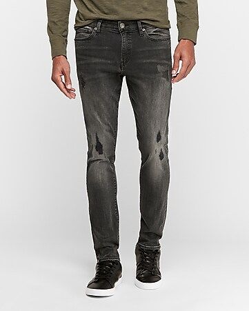 slim distressed black hyper stretch jeans | Express