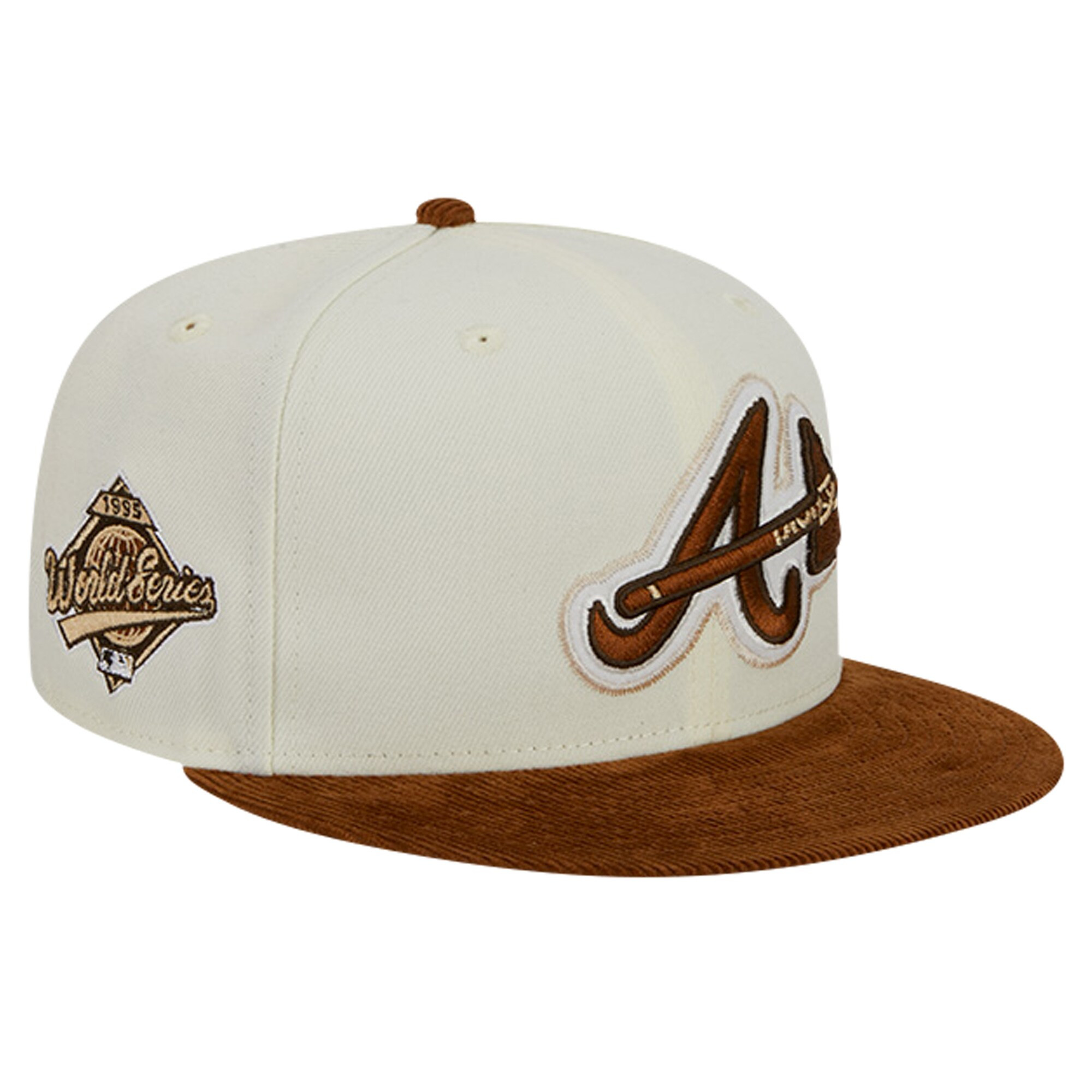 Men's Atlanta Braves New Era Cream Chrome Corduroy Visor 59FIFTY Fitted Hat | MLB Shop