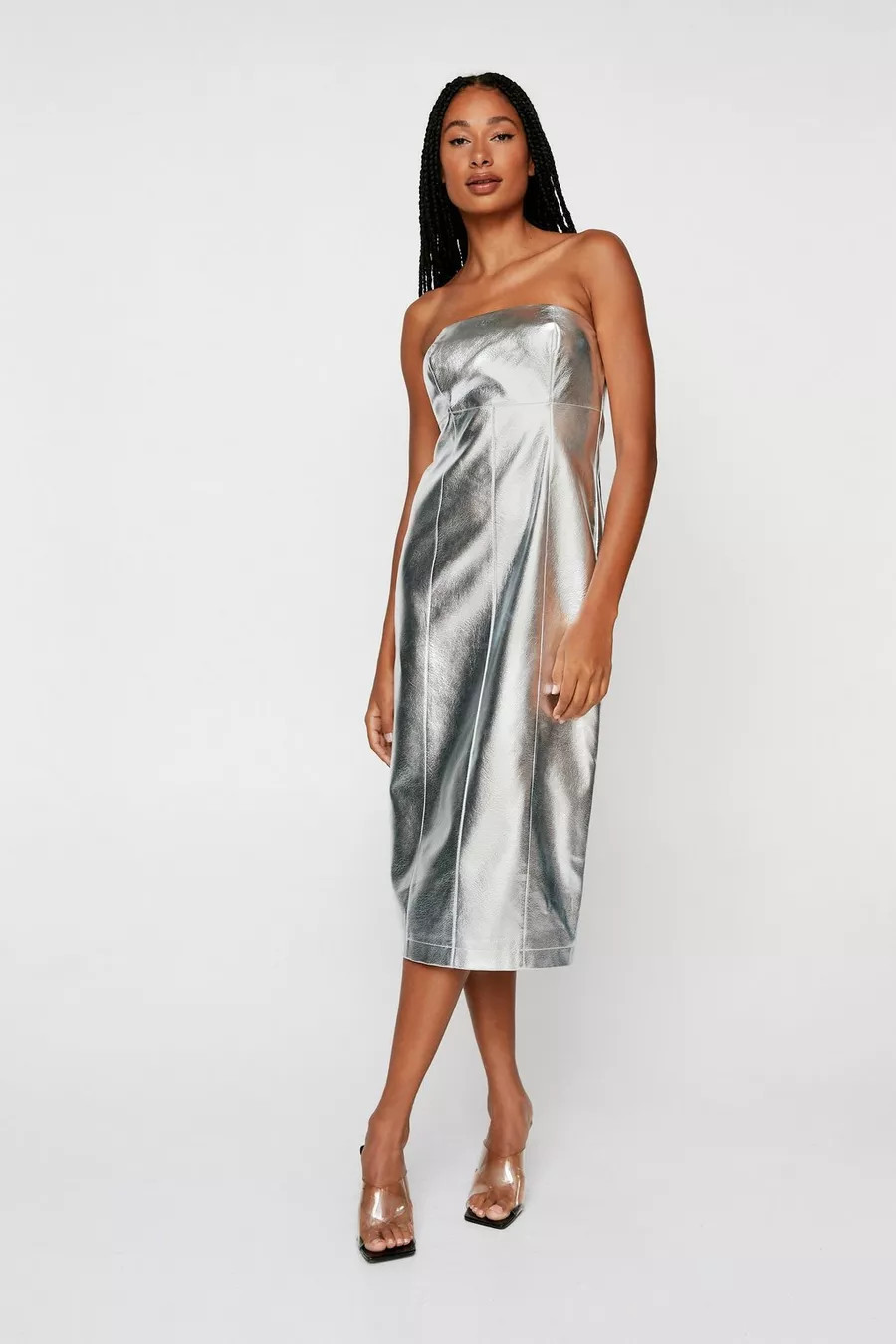 Metallic Strapless Relaxed Midi Dress | Nasty Gal US