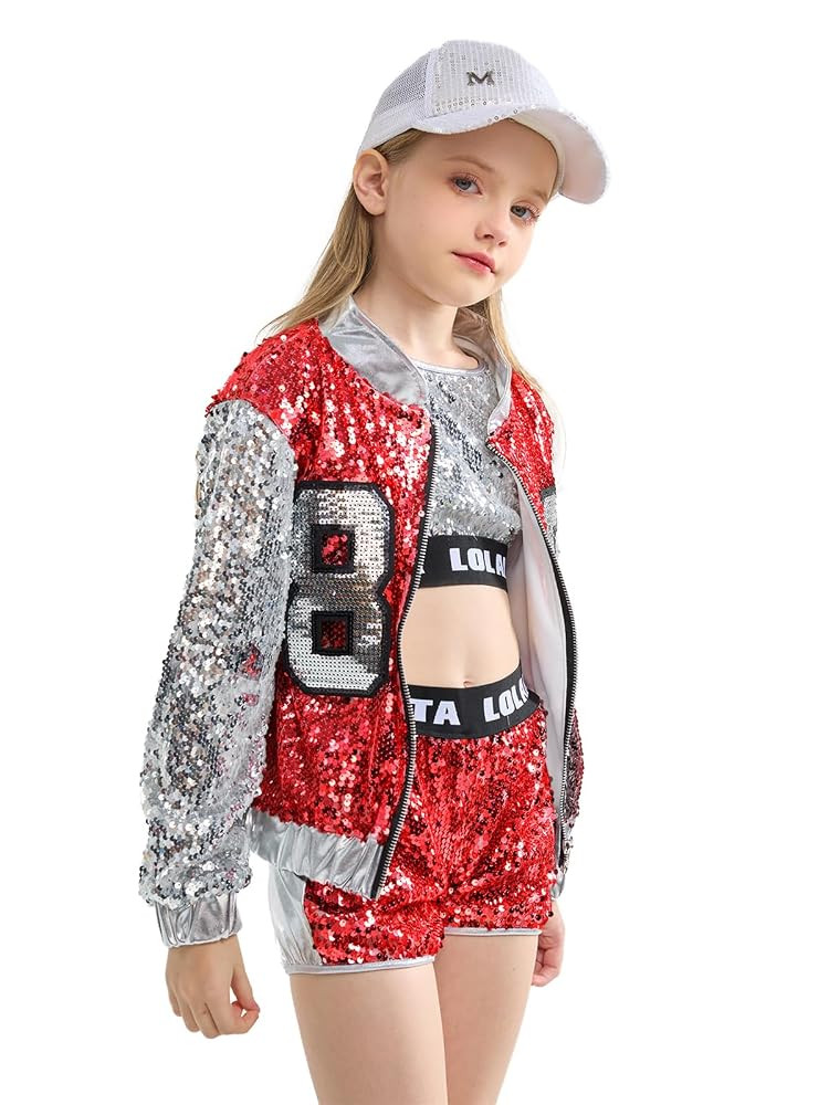 LOLANTA Girls Sequin Dance Costume, Sparkle Hip Hop Jazz Dance Dresses, Modern Dancing Outfits 4-... | Amazon (US)