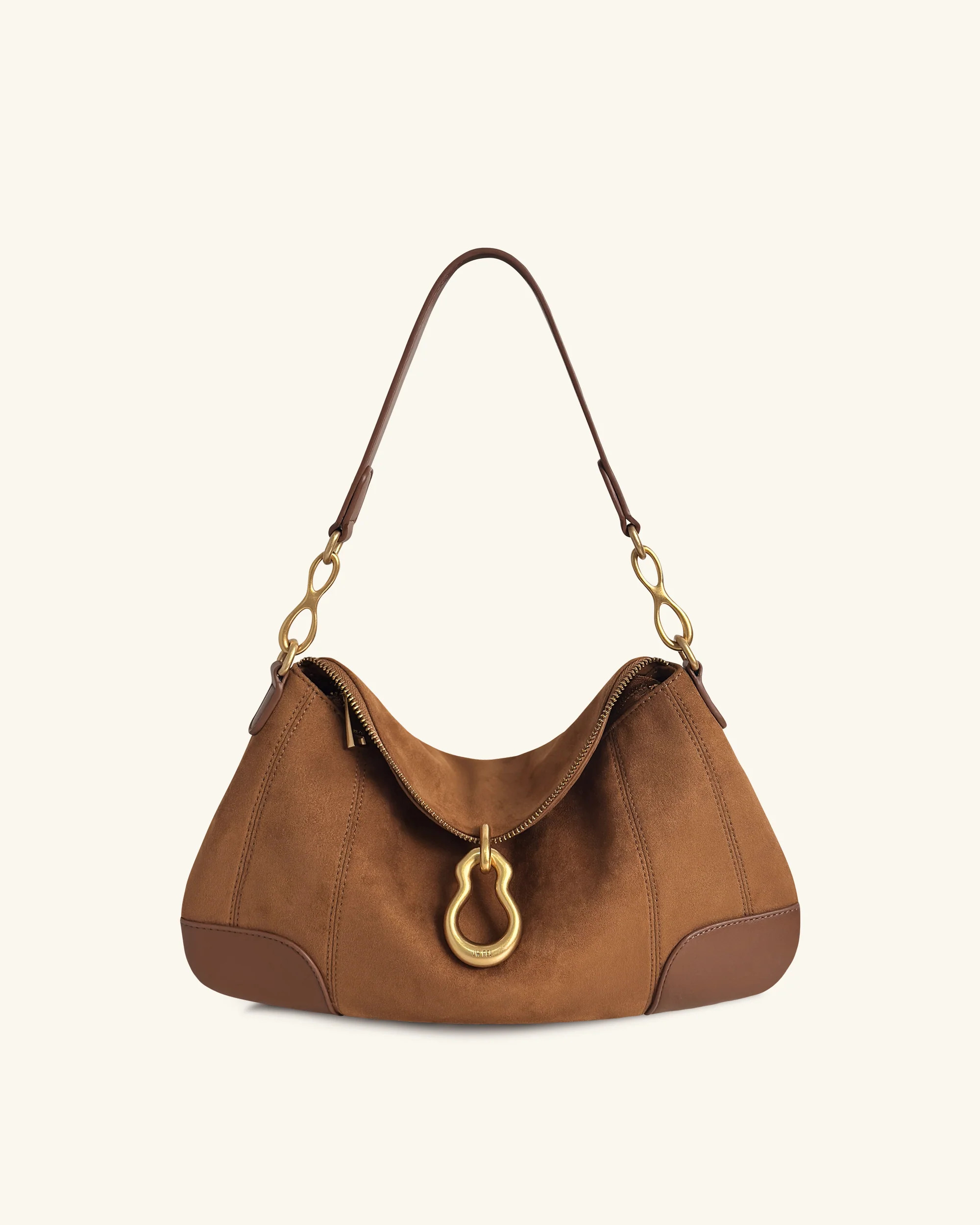 Jayla Faux Suede Metal Pendant Embellished Shoulder Bag - Brown | JW PEI US
