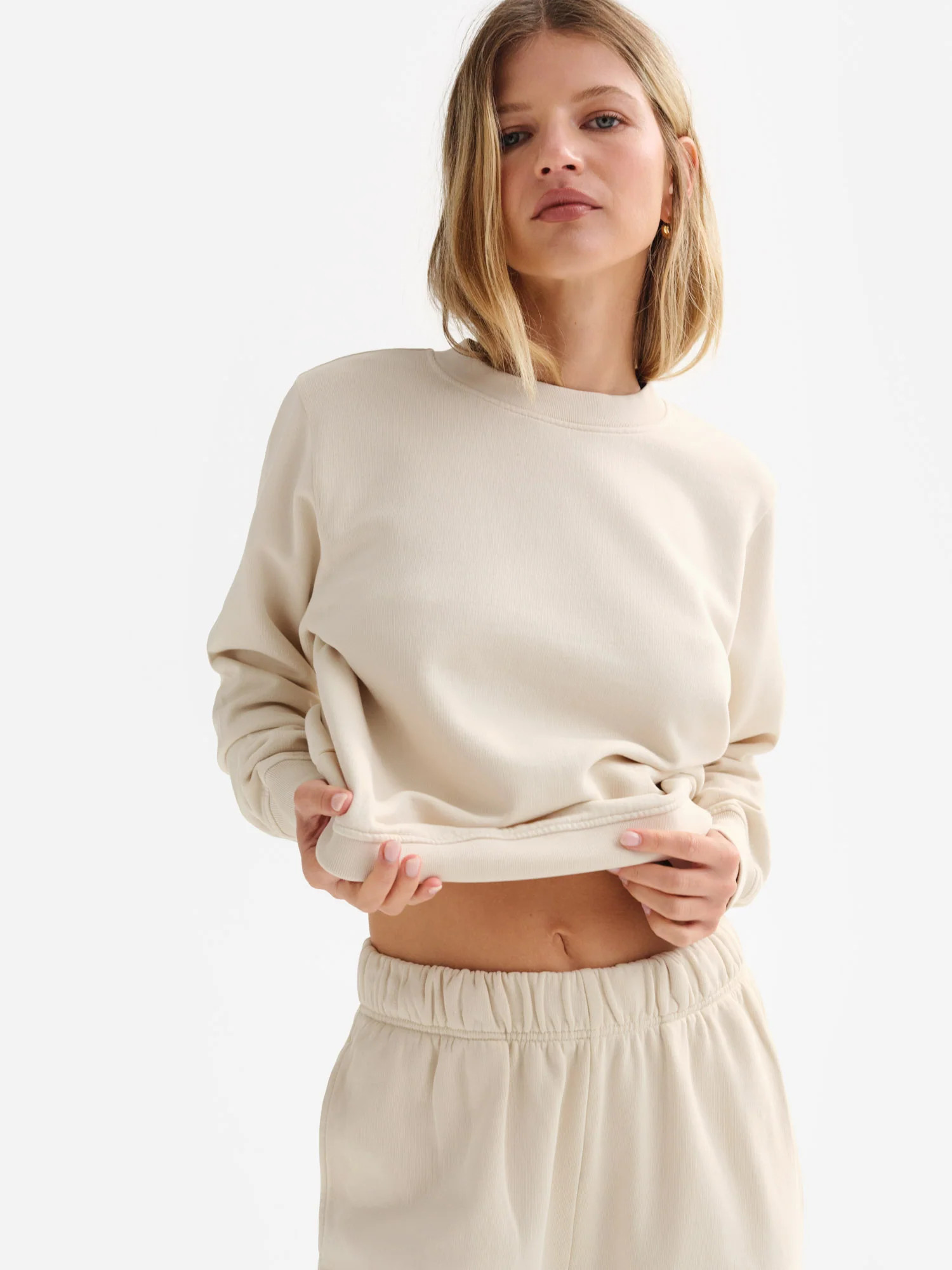 Organic Fleece Shrunken Crew Neck Sweatshirt | MATE The Label