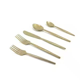 Vibhsa Flatware Gold 5-Piece Stainless Steel 18/0 Modern Place Setting | The Home Depot
