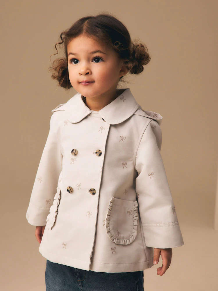 Neutral Bow Embroidered Shower Resistant Coat (3mths-7yrs) | Next US