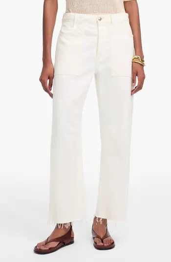 The Darted Raw Hem Barrel Leg Utility Jeans | Nordstrom