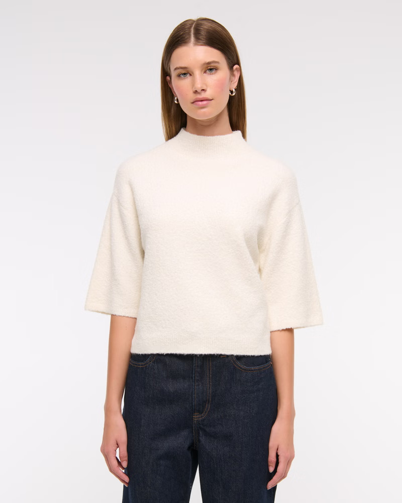 Women's Boucle Mockneck Sweater Tee | Women's New Arrivals | Abercrombie.com | Abercrombie & Fitch (US)