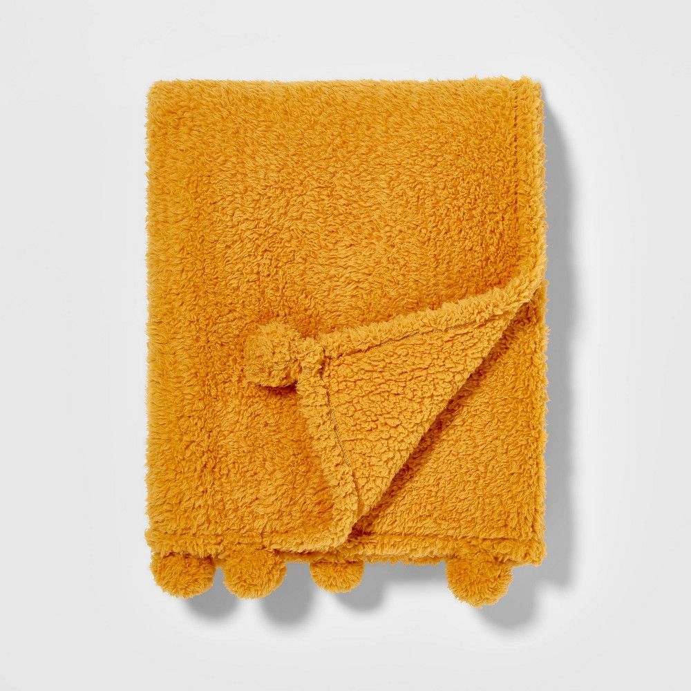 Teddy Bear Plush Throw Yellow - Pillowfort | Target