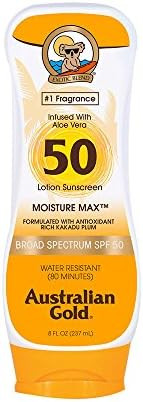 Australian Gold Sunscreen Lotion SPF 50, 8 Ounce | Moisture Max | Infused with Aloe Vera | Broad Spe | Amazon (US)