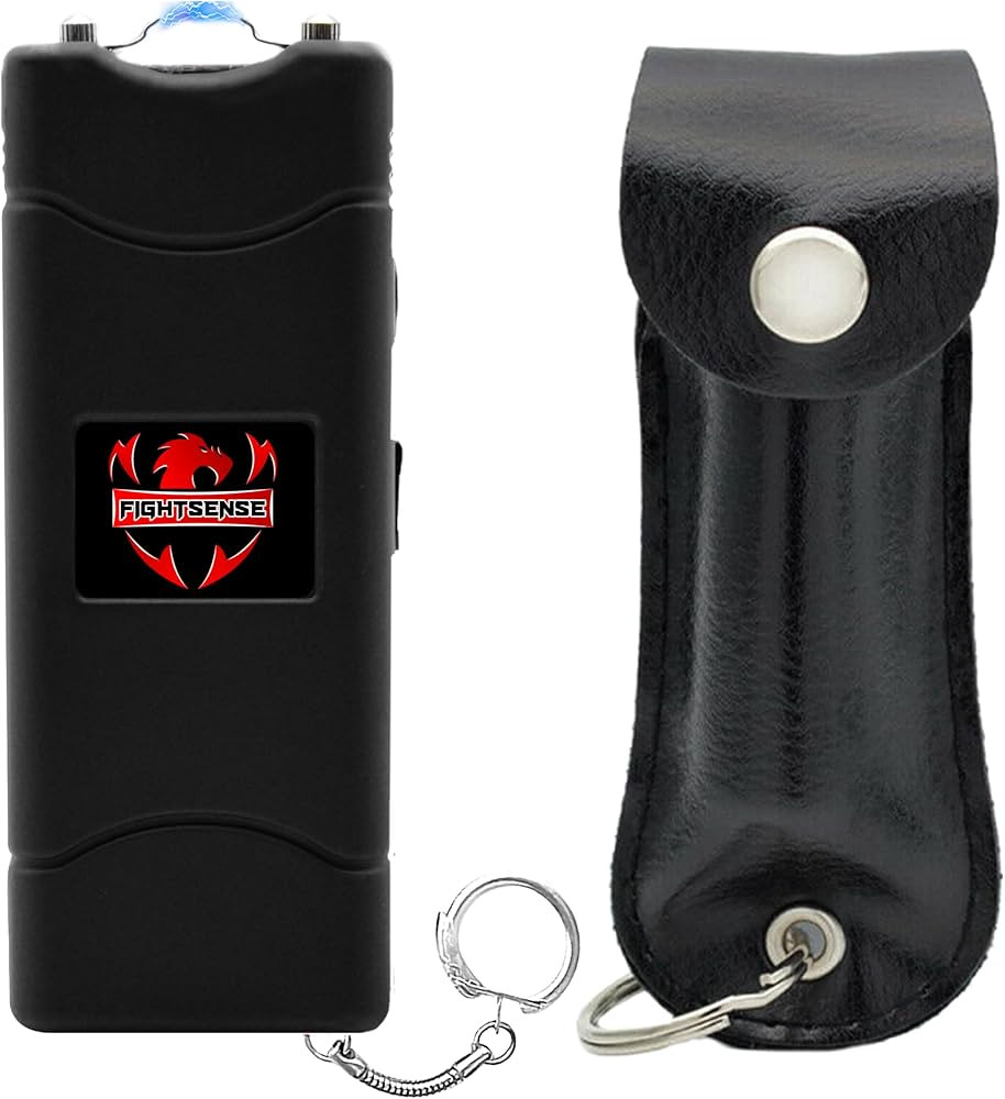 FIGHTSENSE Mini Stun Gun Keychain & Pepper Spray Combo Pack for Self Defense Kit - Extremely Powe... | Amazon (US)