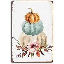 Amazon.com: FFPCGCL Tin Sign Pumpkin Print Watercolor Pumpkin Wall Art Fall Decor Fall Print Thanksg | Amazon (US)