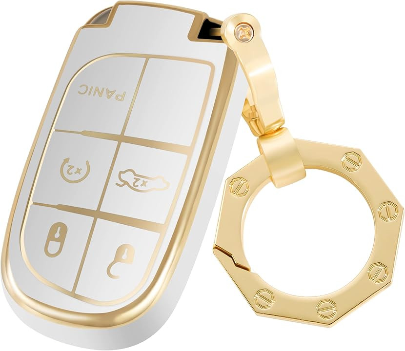 for Dodge Key Fob Cover Car Key Case Shell with Gold Keychain fit Grand Cherokee Renegade Chrysler D | Amazon (US)