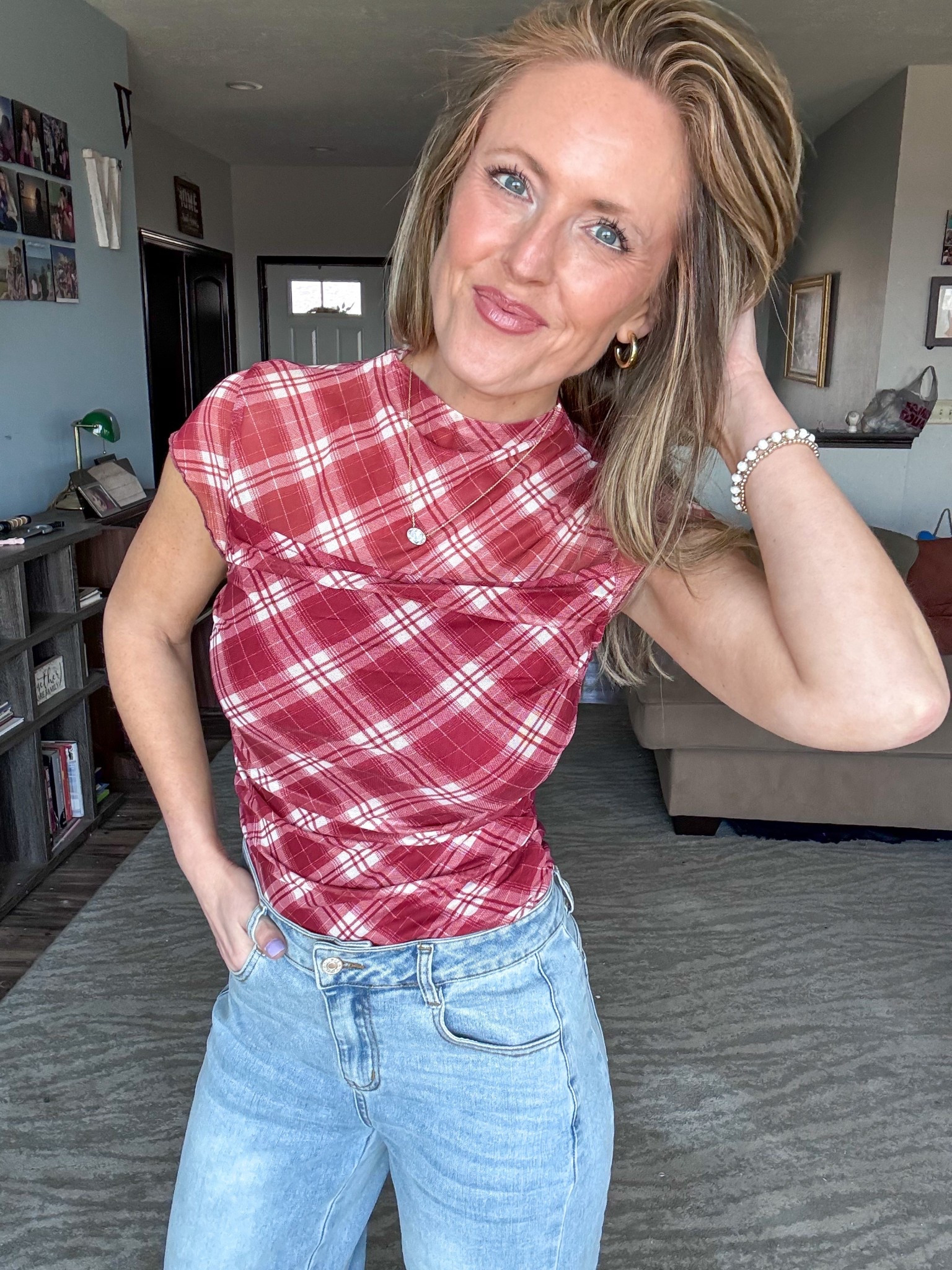 This red plaid mesh top is so stinkin’ cute! ❤️ Love the print and fit! Wearing a small.

As an Amazon Influencer I earn commission on qualifying purchases.

Mesh top, spring top, short sleeved top, plaid top, mom style, cute spring fashionn

#LTKMidsize #LTKmomlife #LTKootd