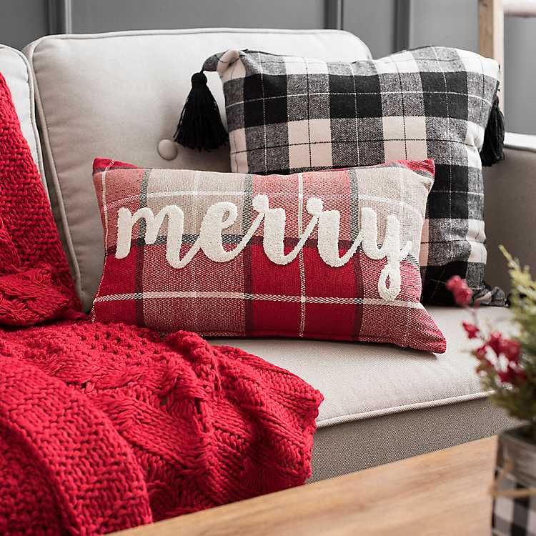 Merry Plaid Pillow | Kirkland's Home