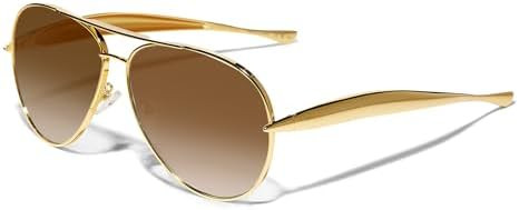 Retro Gold Aviator Sunglasses for Women Men, 2025 Metal Oversized 70s Aviators Sun Glasses | Amazon (US)