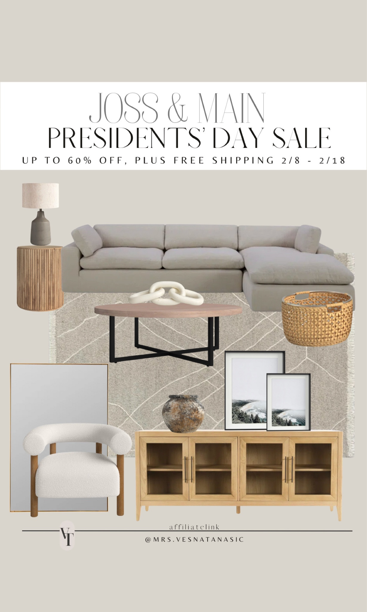 Living room inspo @jossandmain Shop everything up to 60% off plus free shipping during Presidents’ Day Sale 2/8 - 2/18 #jossandmainpartner #jossandmain  #sofa #rug #sideboard #sidetable #lamp #accentchair #mirror #vase 

#LTKSaleAlert #LTKHome #LTKMostLoved