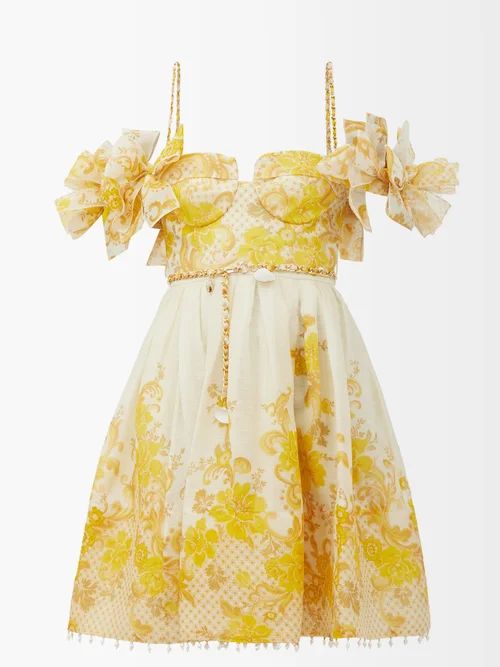 Zimmermann - Postcard Floral Silk-blend Organza Mini Dress - Womens - Yellow Print | Matches (US)