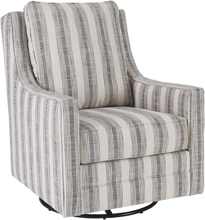 Signature Design by Ashley Kambria Striped Upholstered Swivel Accent Glider Chair, Ivory & Black | Amazon (US)