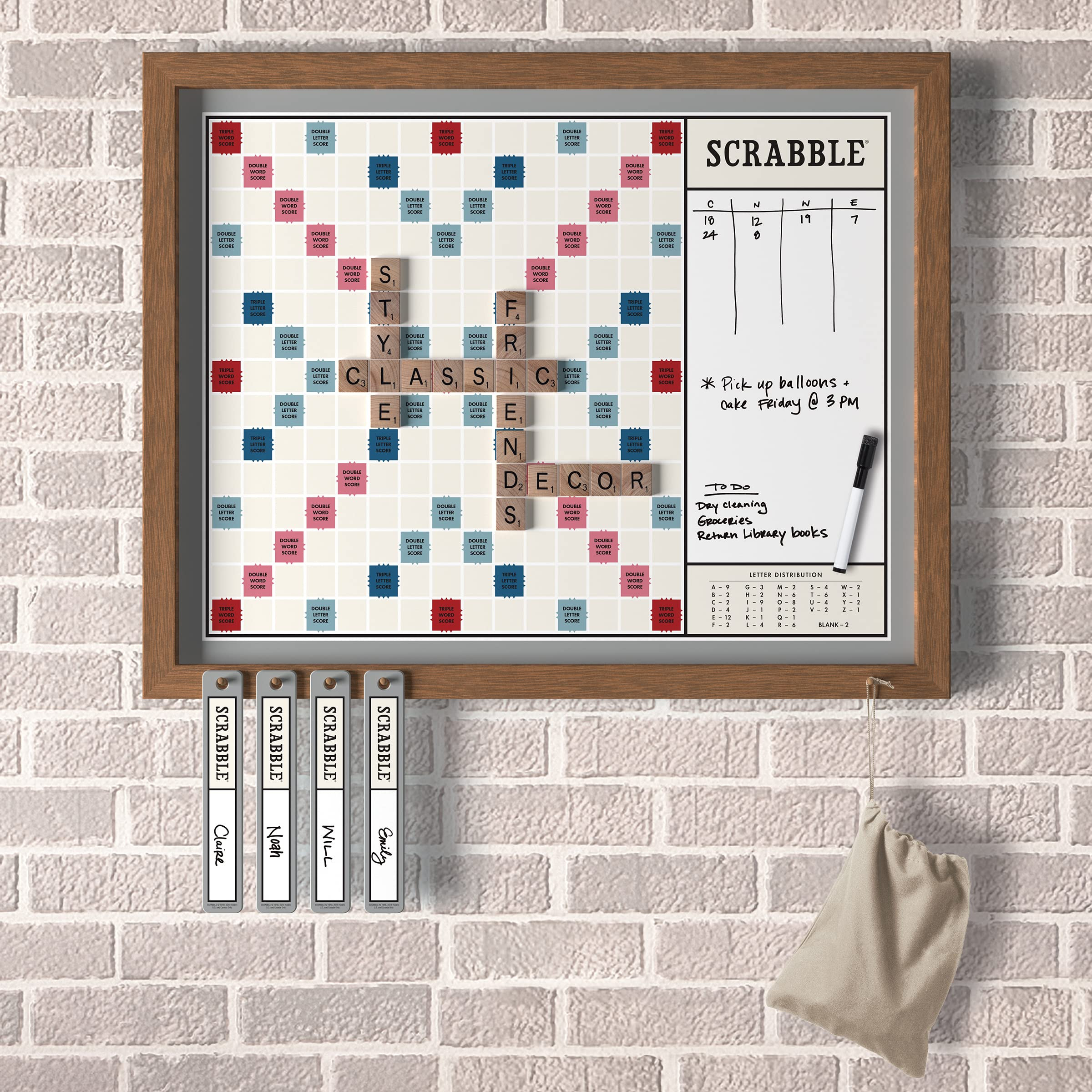 WS Game Company Scrabble Deluxe Vintage 2-in-1 Wall Edition with Dry Erase Message Board | Amazon (US)