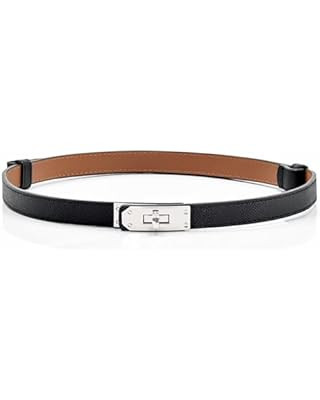 LumiSyne Women Skinny Leather Belt Solid Color Alloy Turn Lock Adjustable Waistband Thin Waist Be... | Amazon (US)